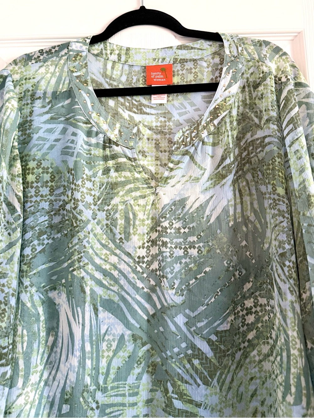 hearts of palm Green Palm-Print Tunic Top 2X - Picture 3 of 8
